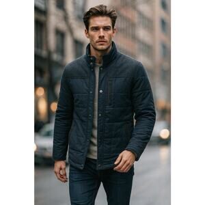 Flag & Anthem Quilted Contrast Jacket 2XLT Navy Grey Tall Fit, Layering Piece
